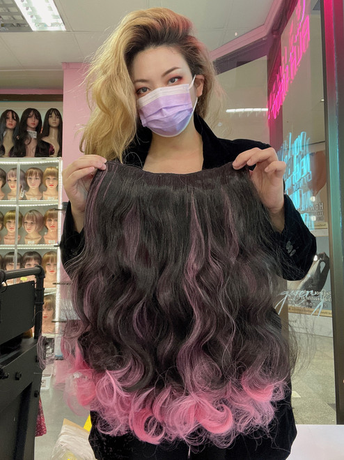 Hair extensions black pink