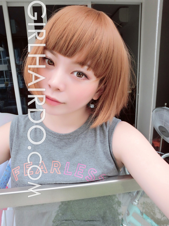 #3864 short edgy bob wig with bangs premium ultra soft bright colour
