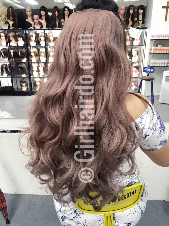 Pastel pink Long curly hair extensions