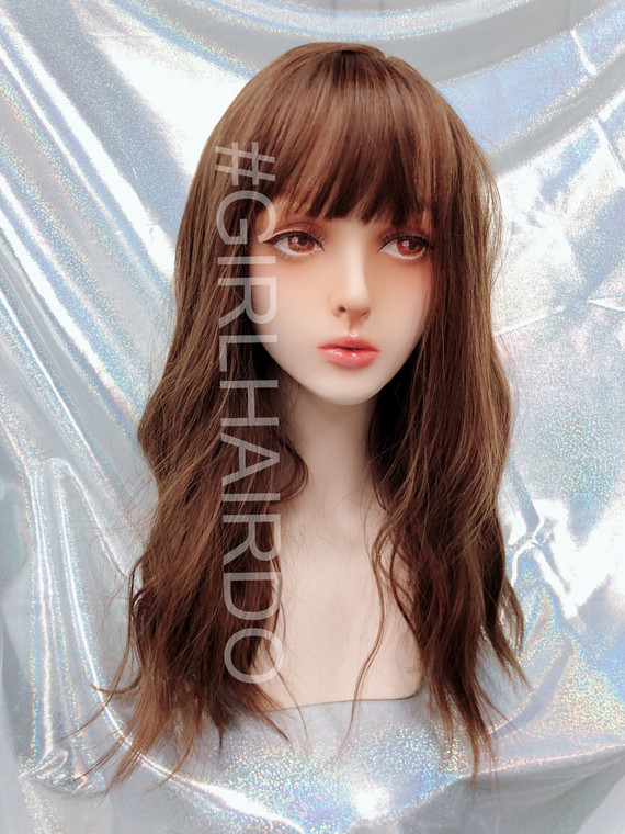 k7618 light brown Japanese permed skin wig