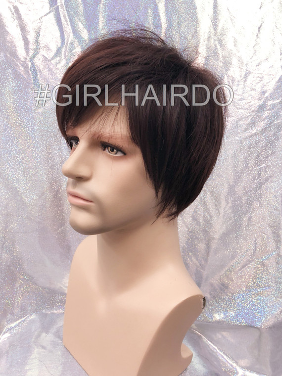M3807 Choco brown men wig stylable Korean style