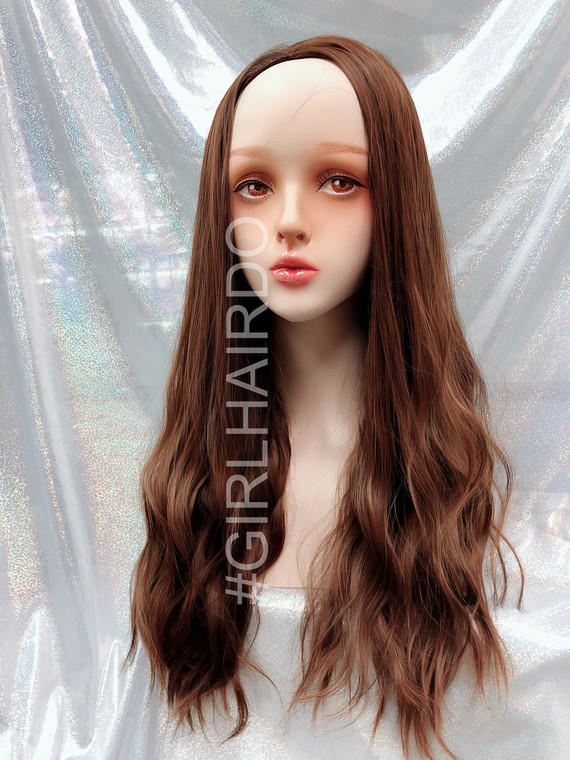 H5015230 light honey brown soft water wave wavy partial Long wig premium