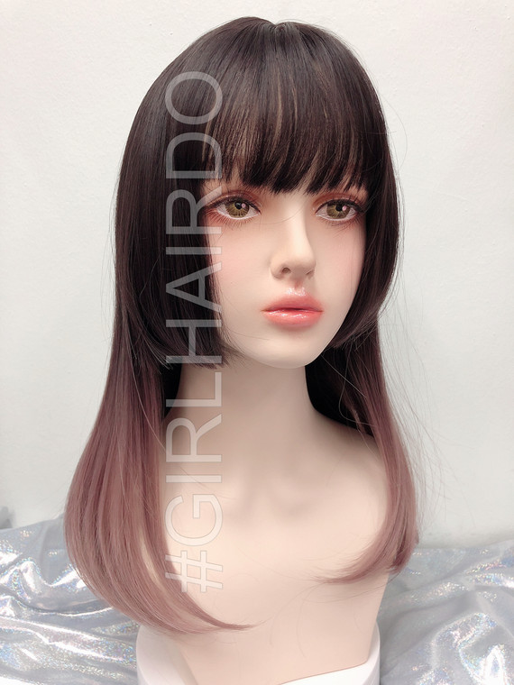 SW36M GIRLHAIRDO TOYKO STYLE PREMIUM MEDIUM LENGTH SKIN WIG SMOKEY PINK OMBRE 50CM
