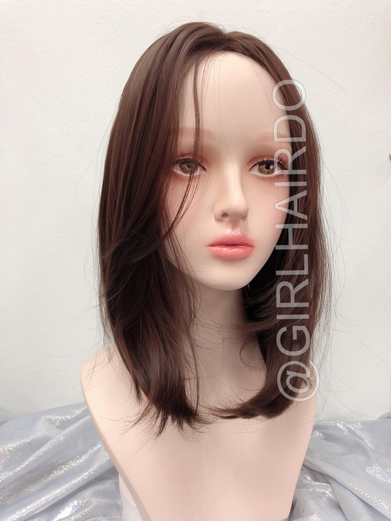SW117 GIRLHAIRDO MOCHABROWN shoulder length premium skin wig 38cm