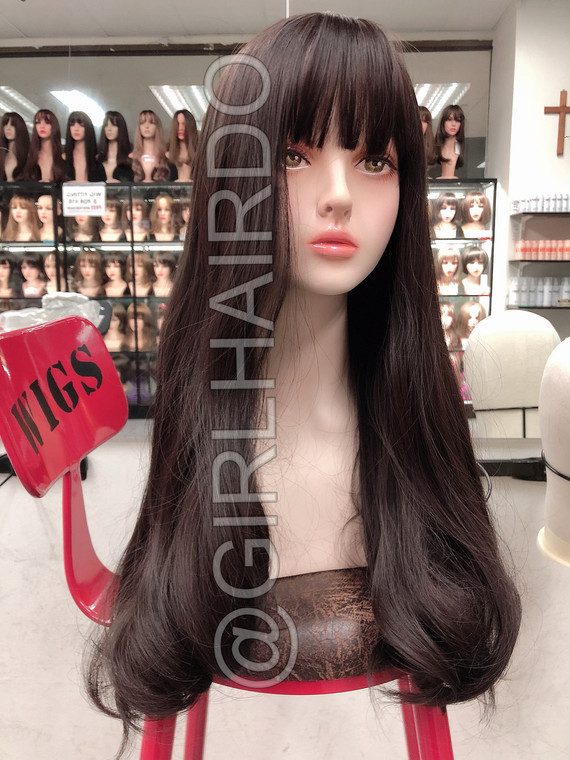 SW217L GIRLHAIRDO BROWNISH BLACK LONG WAVY SKIN WIG 