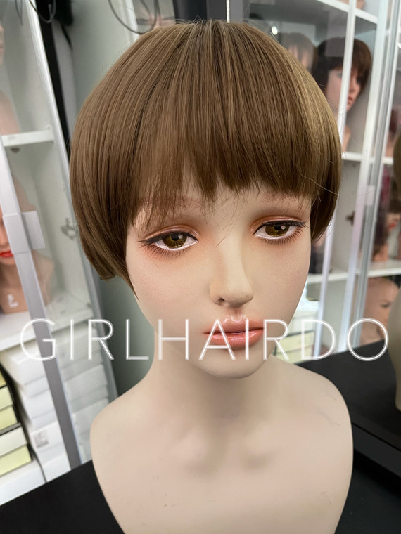 Light ash brown short bob