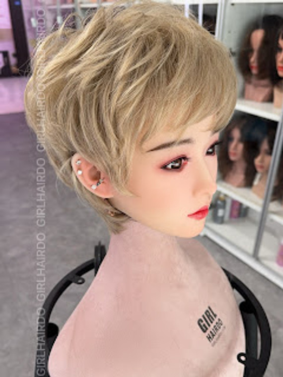 SHORT PIXIE BLONDE WIG WASHABLE