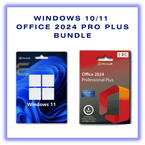 Windows 10 or Windows 11 with Office 2024 Professional Plus bundle – digital licence keys for instant download