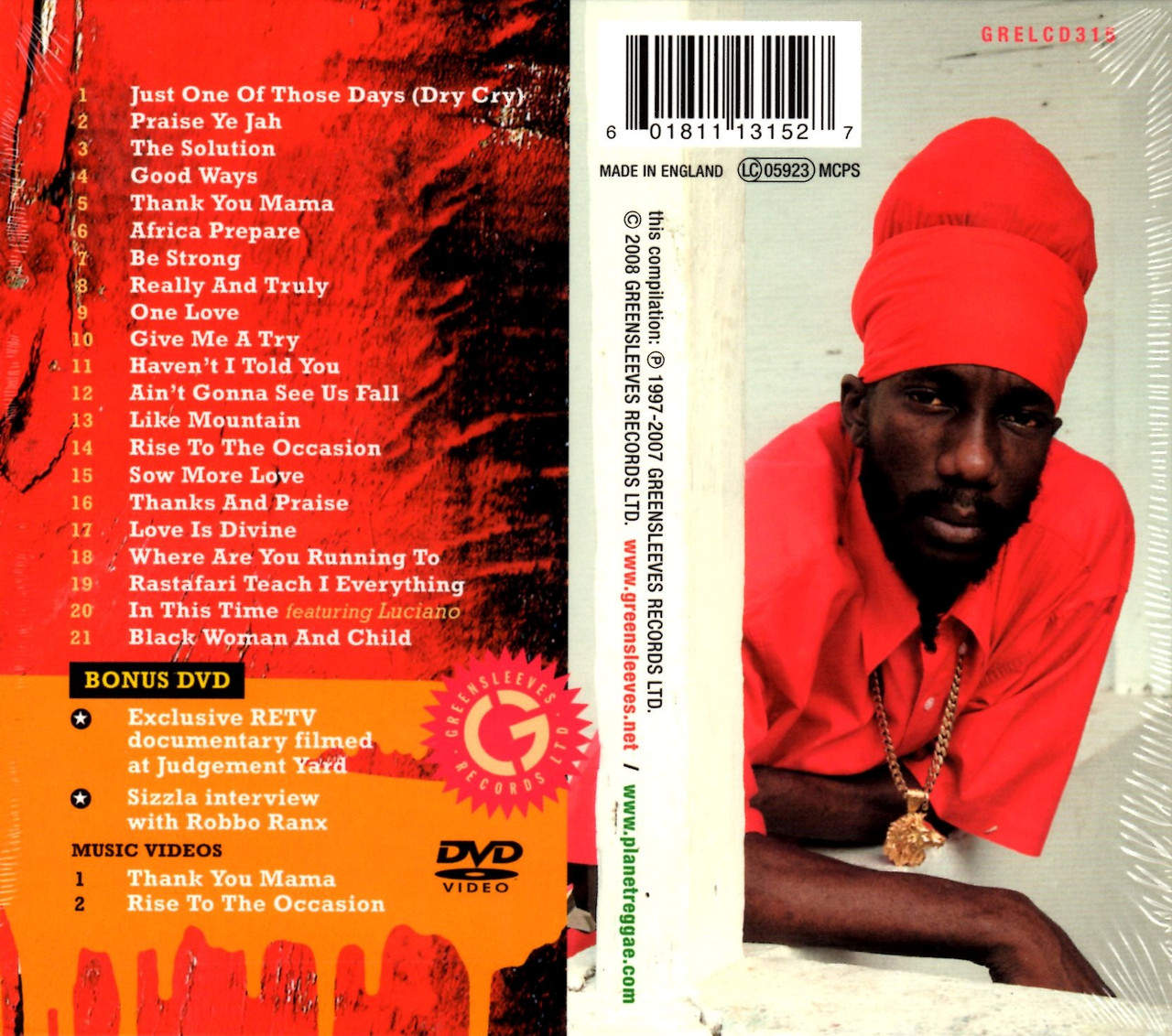 英CD Sizzla Journey: The Very Best Of Sizzla (CD +DVD) GRELCD315 Greensleeves UK /00181 THE JOURNEY THE VERY BEST OF CDDVD SIZZLA