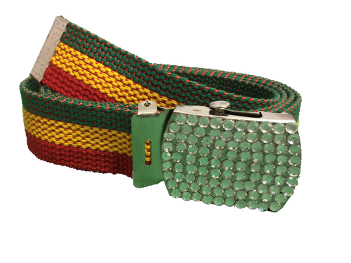 Rasta Belt w/ Diamond Buckle