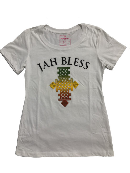 Jah Bless Cross Ladies T Shirt