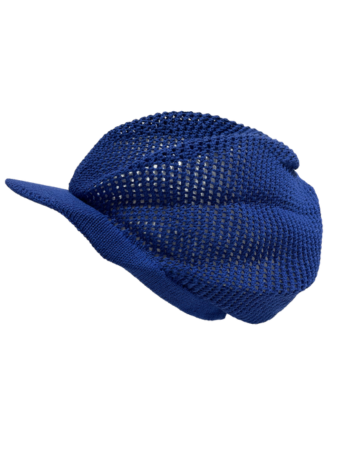 Mesh Knitted Tam  - Blue w/Visor