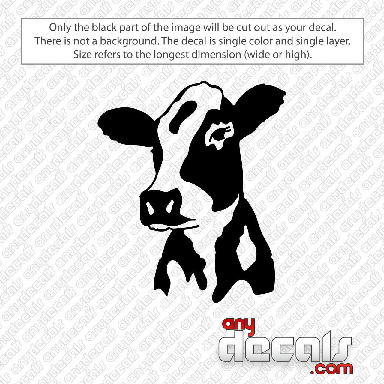 Cow Print Head White Vinyl Decal Sticker
