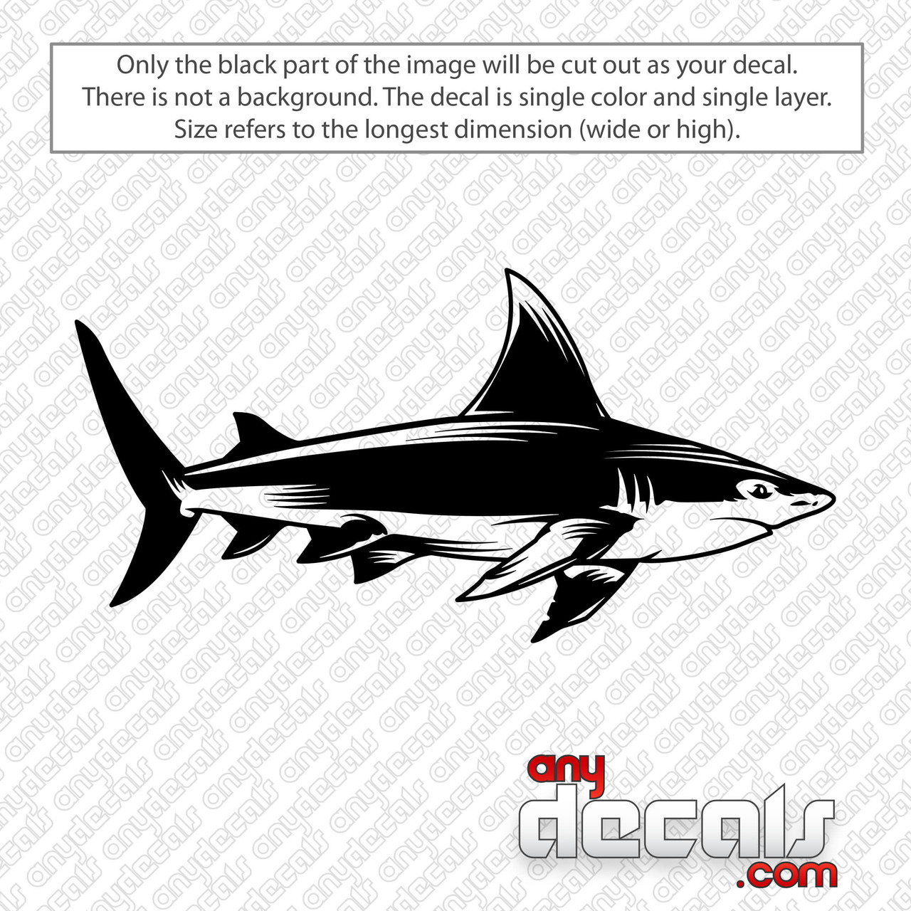 Silver Shark Stick-On Decal - Easy Peel & Apply Vinyl Sticker For Car, Laptop, Or Wall