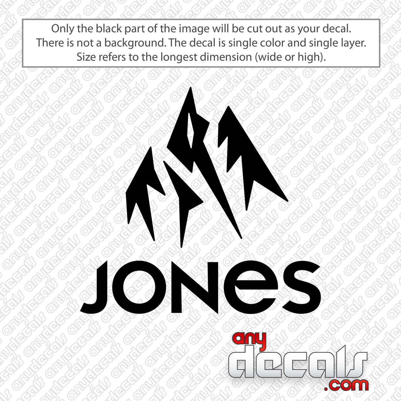 Jones Snowboards Logo Decal Sticker - AnyDecals.com