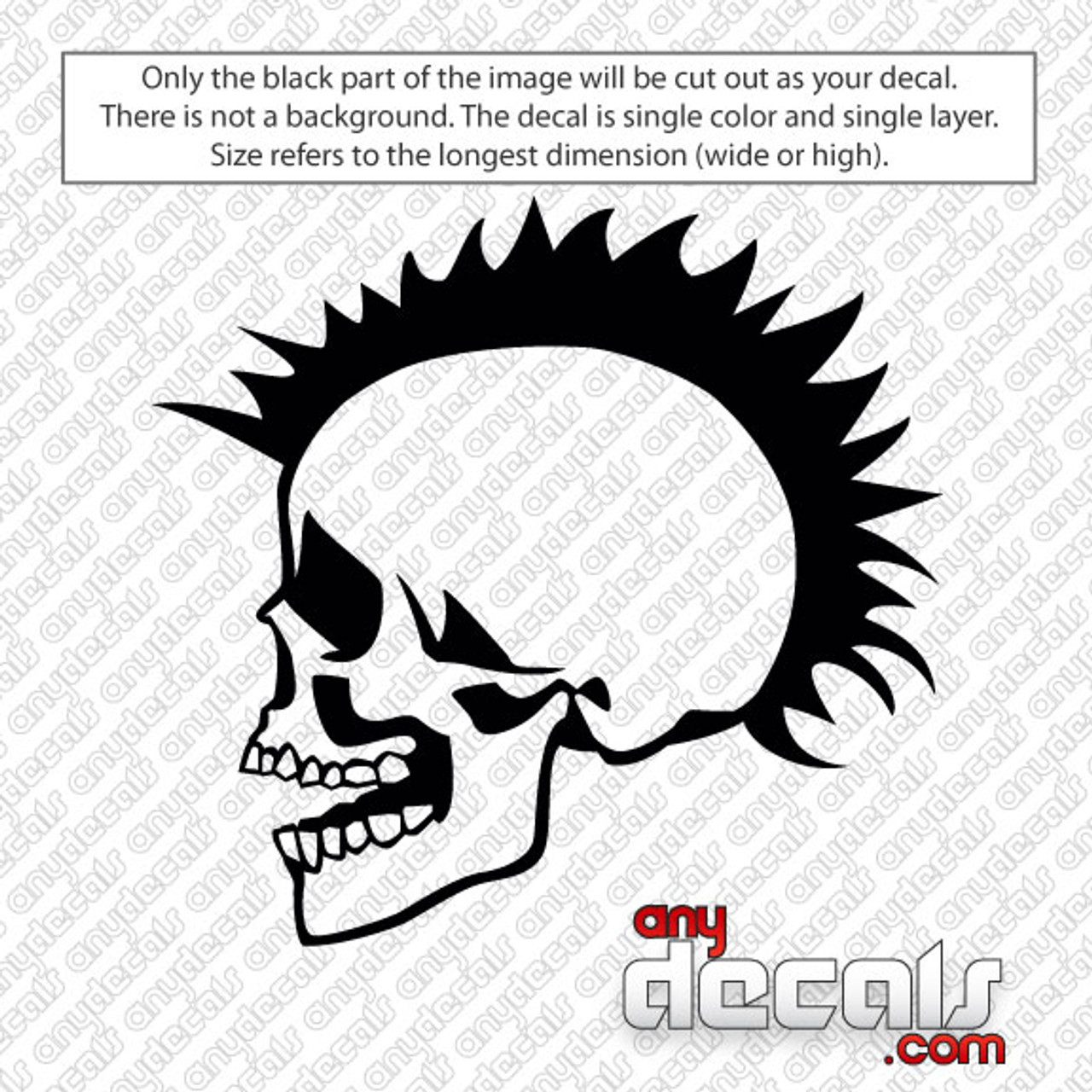 Car Decals Car Stickers Mohawk Skull Car Decal Anydecals Com