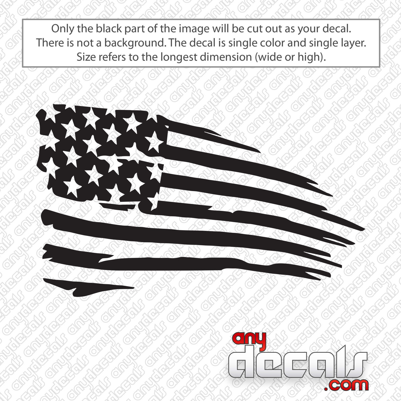 Distressed American Flag Decal Sticker - AnyDecals.com