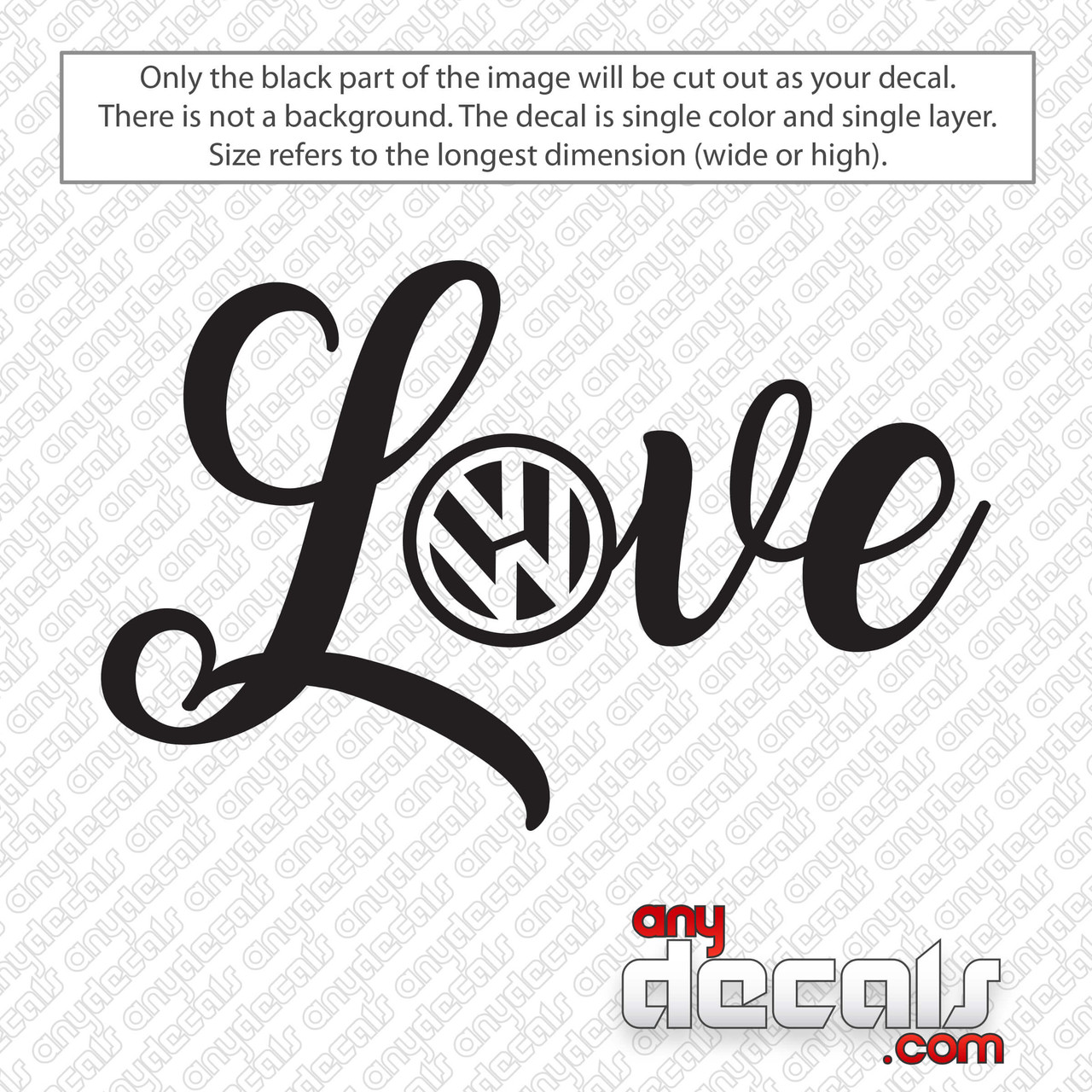 Volkswagen Logo Love Decal Sticker 