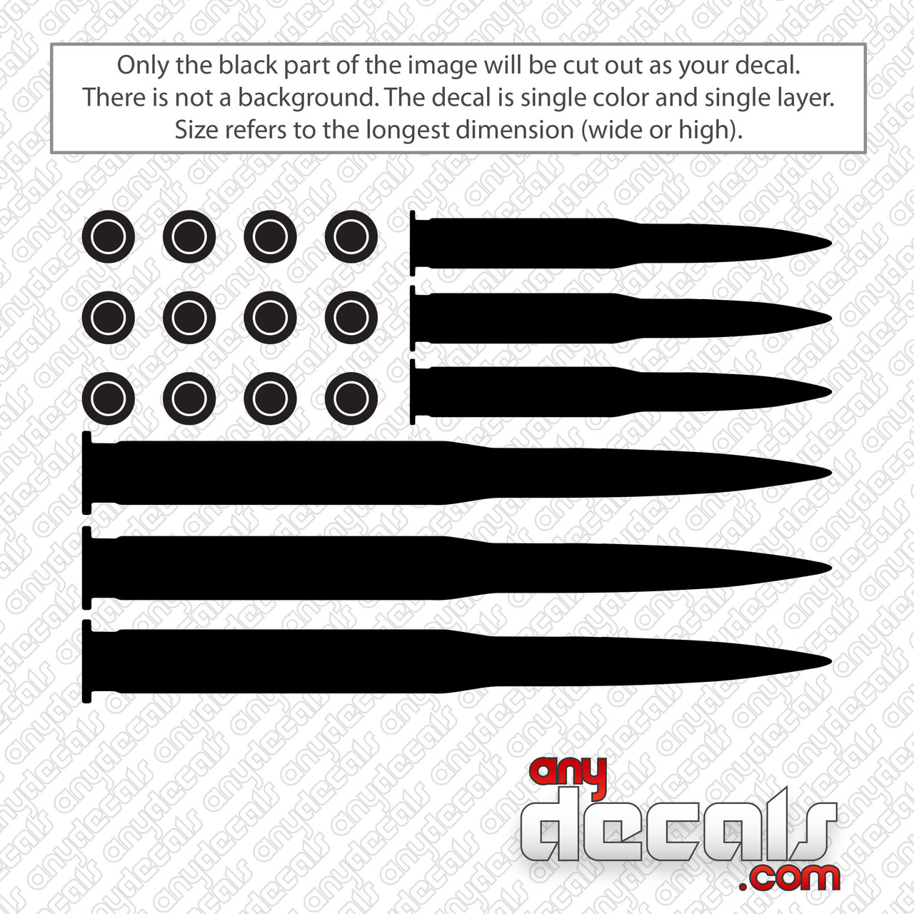 Miniatures Decals Bullets Bullet American Flag Decal Sticker - AnyDecals.com