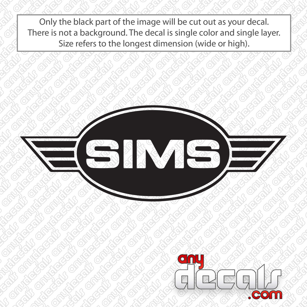 Sims Skateboards Logo Decal Sticker - AnyDecals.com