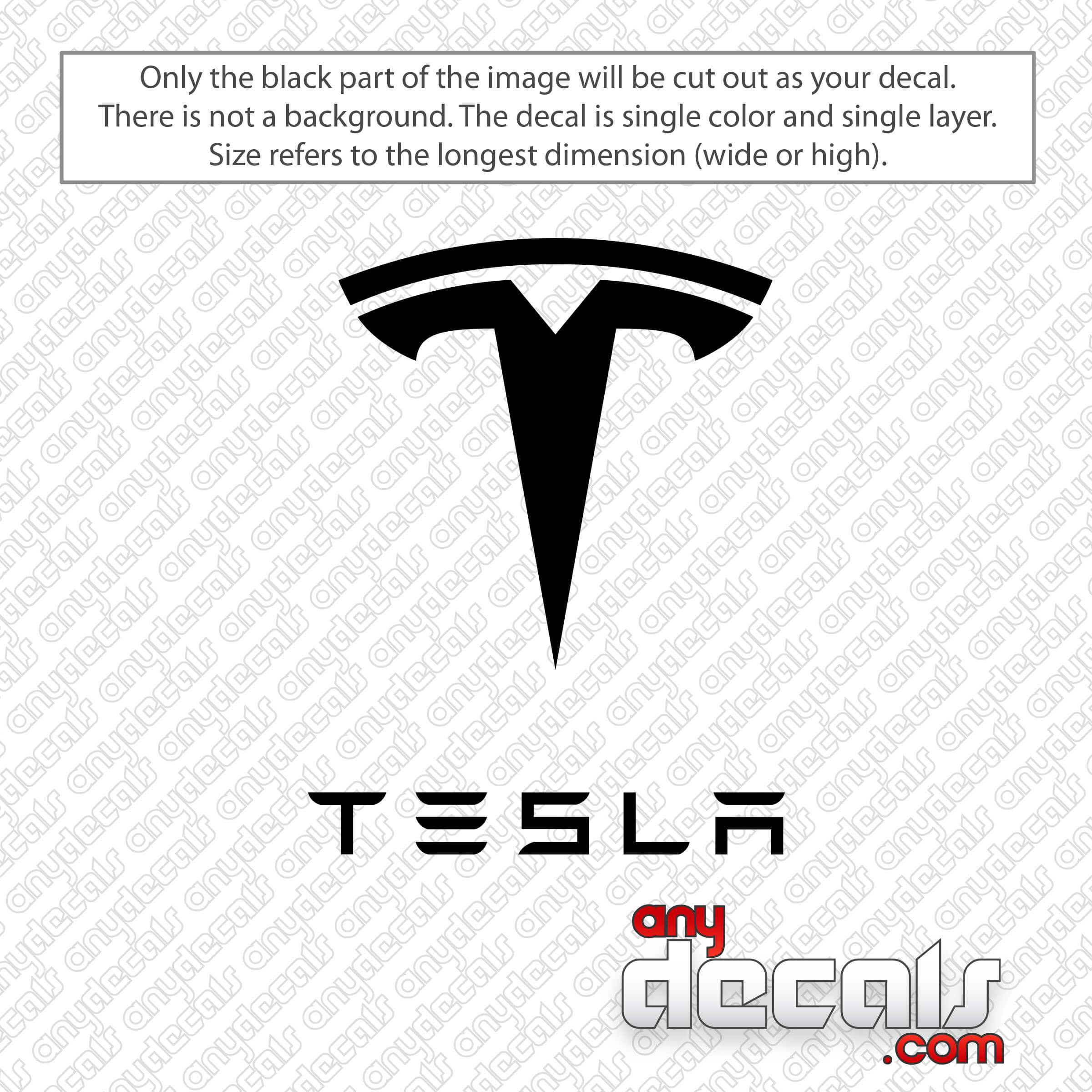 Tesla Logo Decal Sticker AnyDecals Com Tesla Logo Car Decal Sticker 