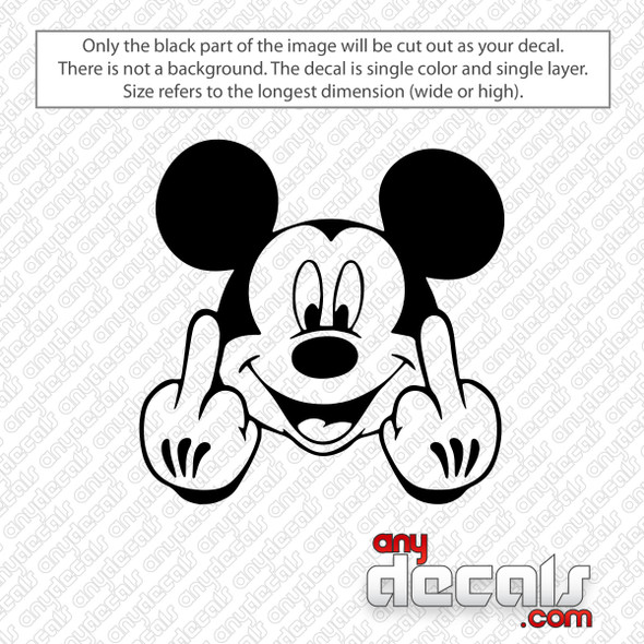 Funny Rude Mickey Mouse Middle Finger Decal Sticker