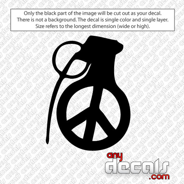 Peace Grenade Car Decal