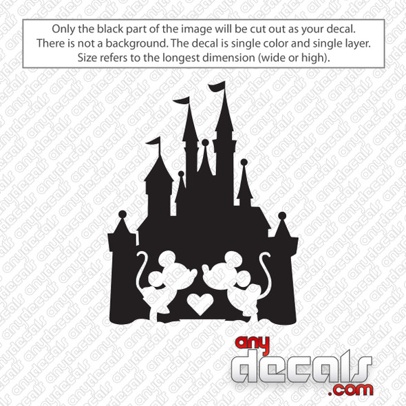 Disney Castle With Minnie and Mickey Kissing Decal Sticker