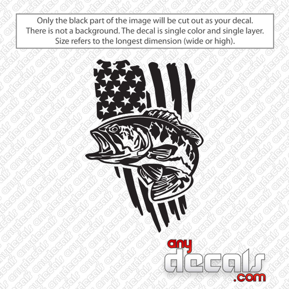 Bass Fish USA Flag Decal Sticker