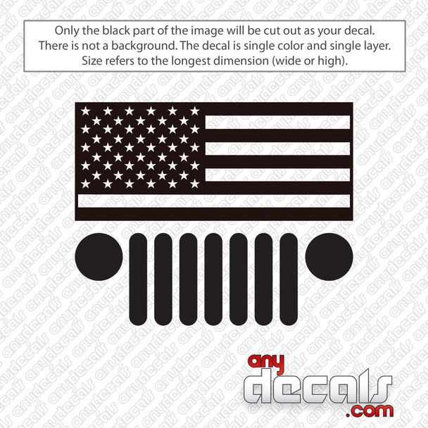 Jeep Grill USA Flag Decal Sticker