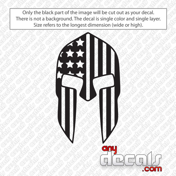 Spartan Helmet with American Flag Decal Sticker