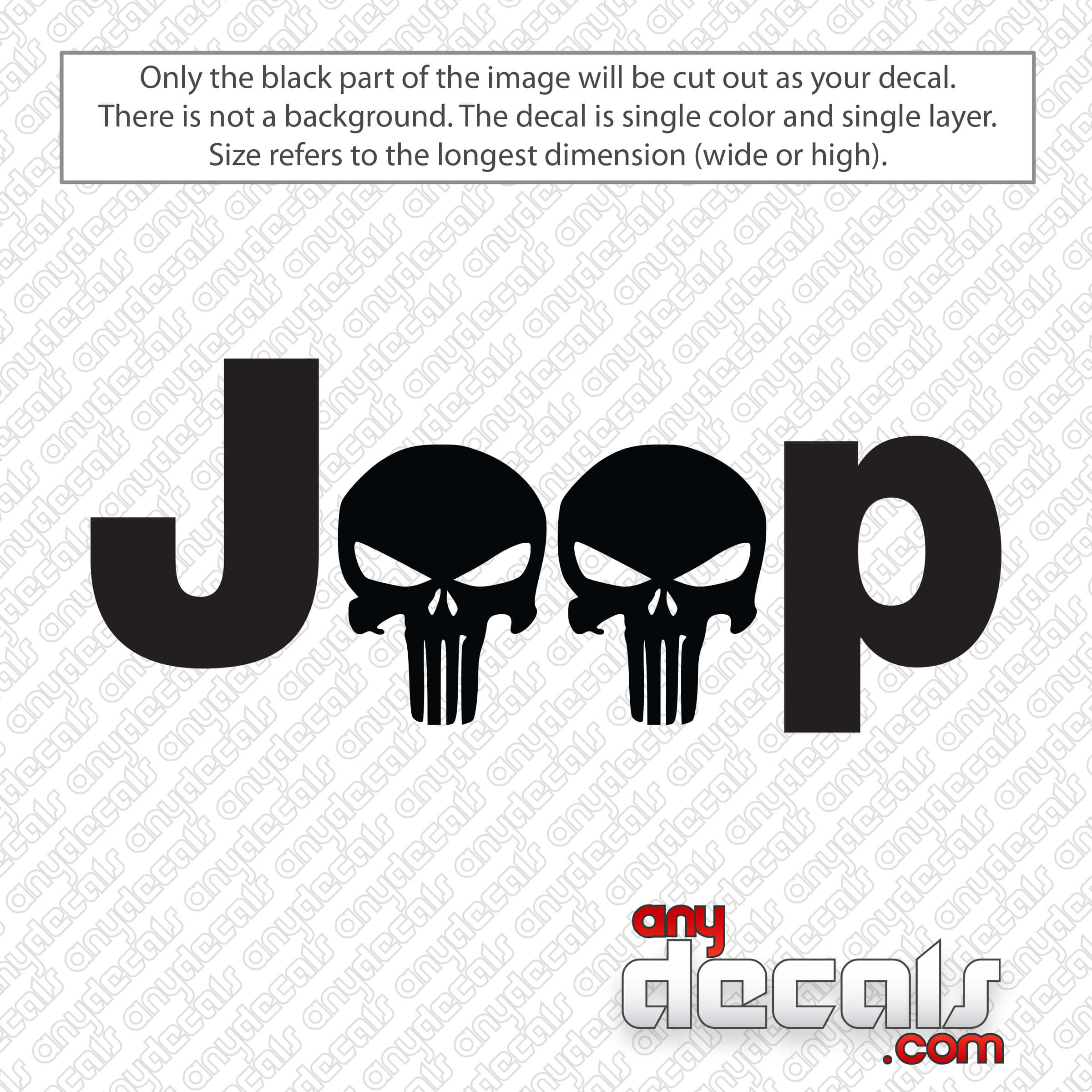 Jeep Punisher Skulls Vinyl-Aufkleber für Wrangler Side Bump
