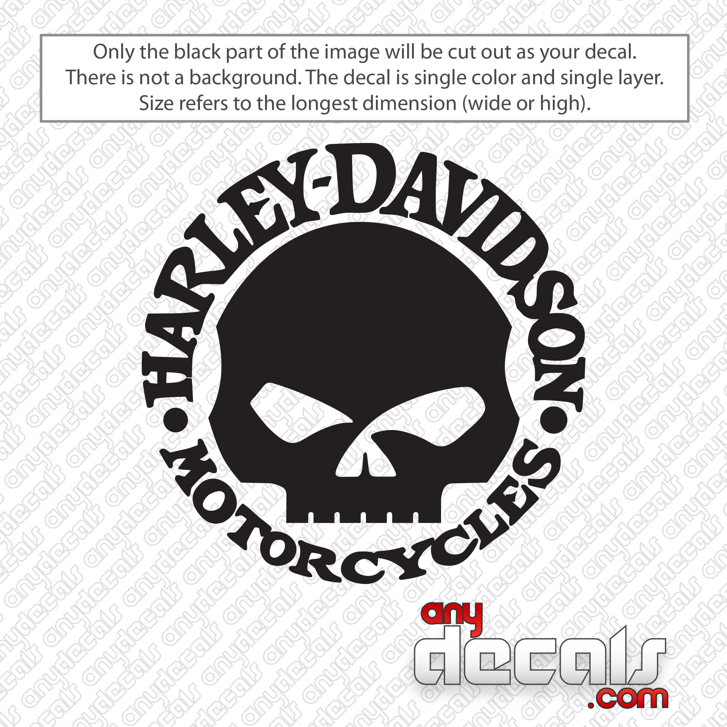 Harley Davidson Skull Logo Decal Sticker 