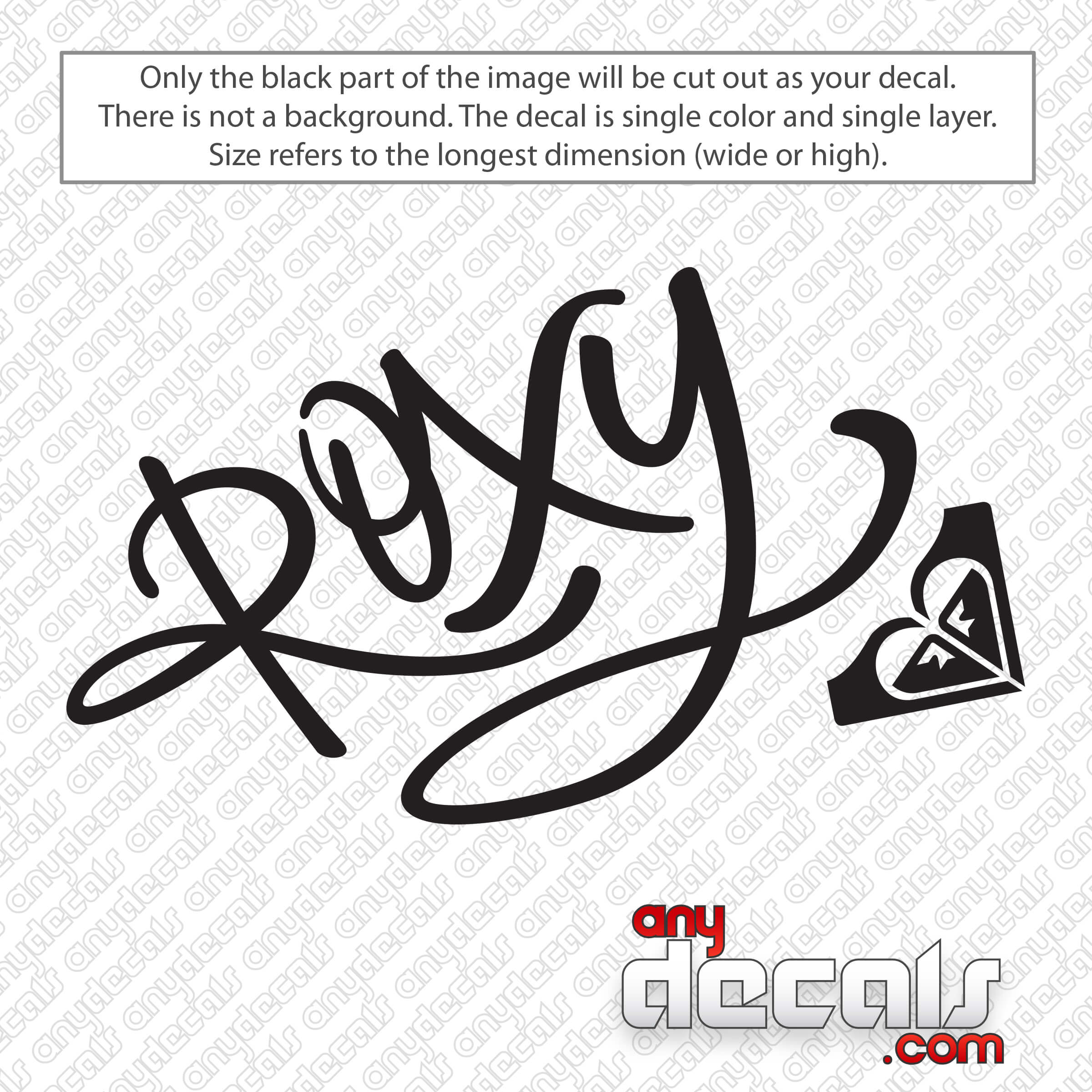 Gewend aan Heel spons Roxy Script Logo Decal Sticker - AnyDecals.com