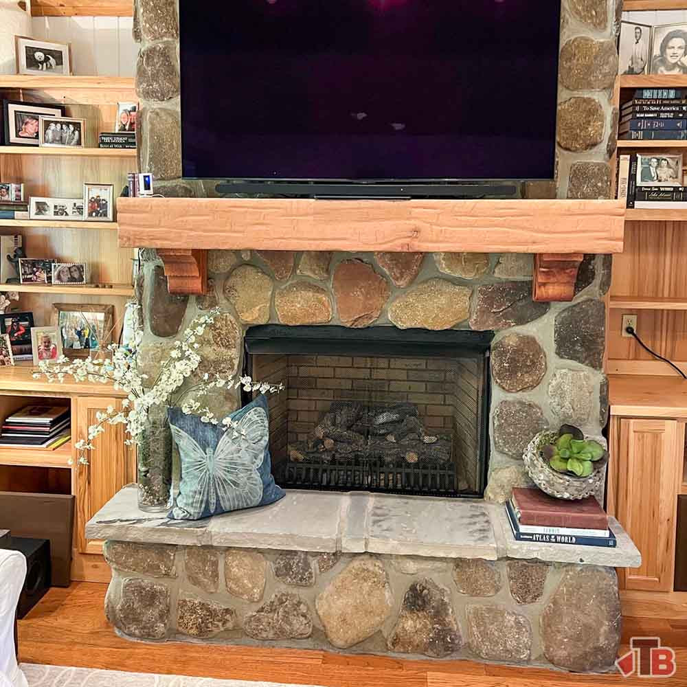 8x12 Floating Cedar Fireplace Mantel | Timber Build