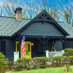Cedar Gable Bracket 43T108 — installed on front porch | Timber Build