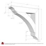 Cedar Bracket 03T5 — dimensional sketch with measurements | Timber Build