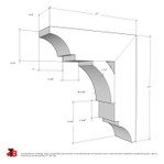 Cedar Bracket 03T6X — dimensional sketch with measurements | Timber Build