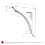 Cedar Bracket 03T8X — dimensional sketch with measurements | Timber Build