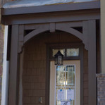 Cedar Porch Bracket 114T1 — installed exterior view | Timber Build