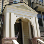 Cedar Porch Bracket 114T1 — installed porch close-up | Timber Build