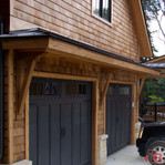 Cedar Bracket 113T45 — installed front porch close-up | Timber Build