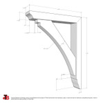 Cedar Bracket 02T9 — dimensional sketch with measurements | Timber Build