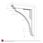Cedar Bracket 02T35 — dimensional sketch with measurements | Timber Build