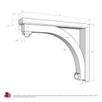Cedar Bracket 116T7 — dimensional sketch with measurements | Timber Build