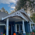 Cedar Gable Bracket 49T84 — home gable close-up | Timber Build