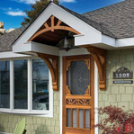 Cedar Gable Bracket 49T84 — installed on house front | Timber Build