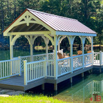 Cedar Gable Bracket 43T48 — installed on lake boat house | Timber Build