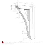 Cedar Bracket 02T36 — dimensional sketch with measurements | Timber Build