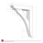 Cedar Bracket 02T38 — dimensional sketch with measurements | Timber Build